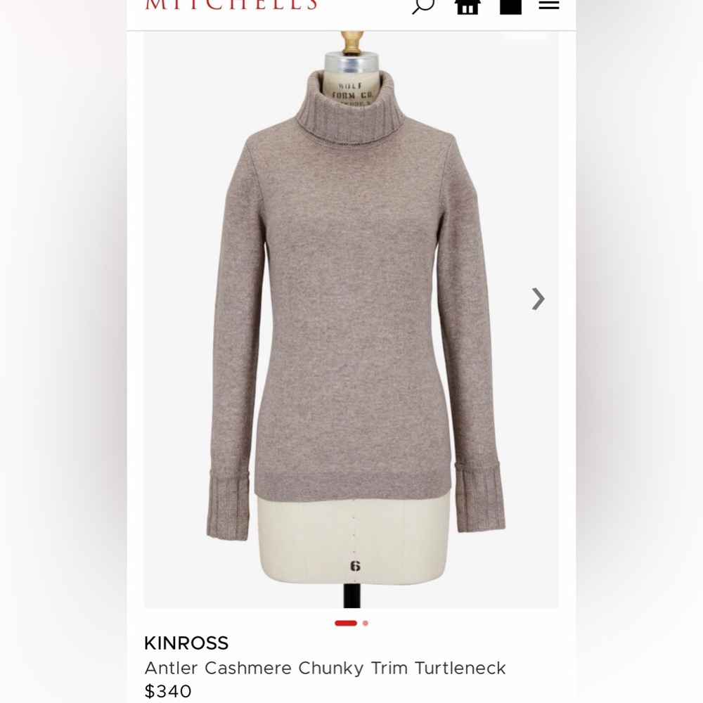 Kinross cashmere Turtleneck Sweater- size S